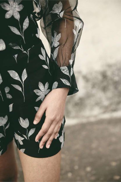 AN Foral Organza Shirt - Black