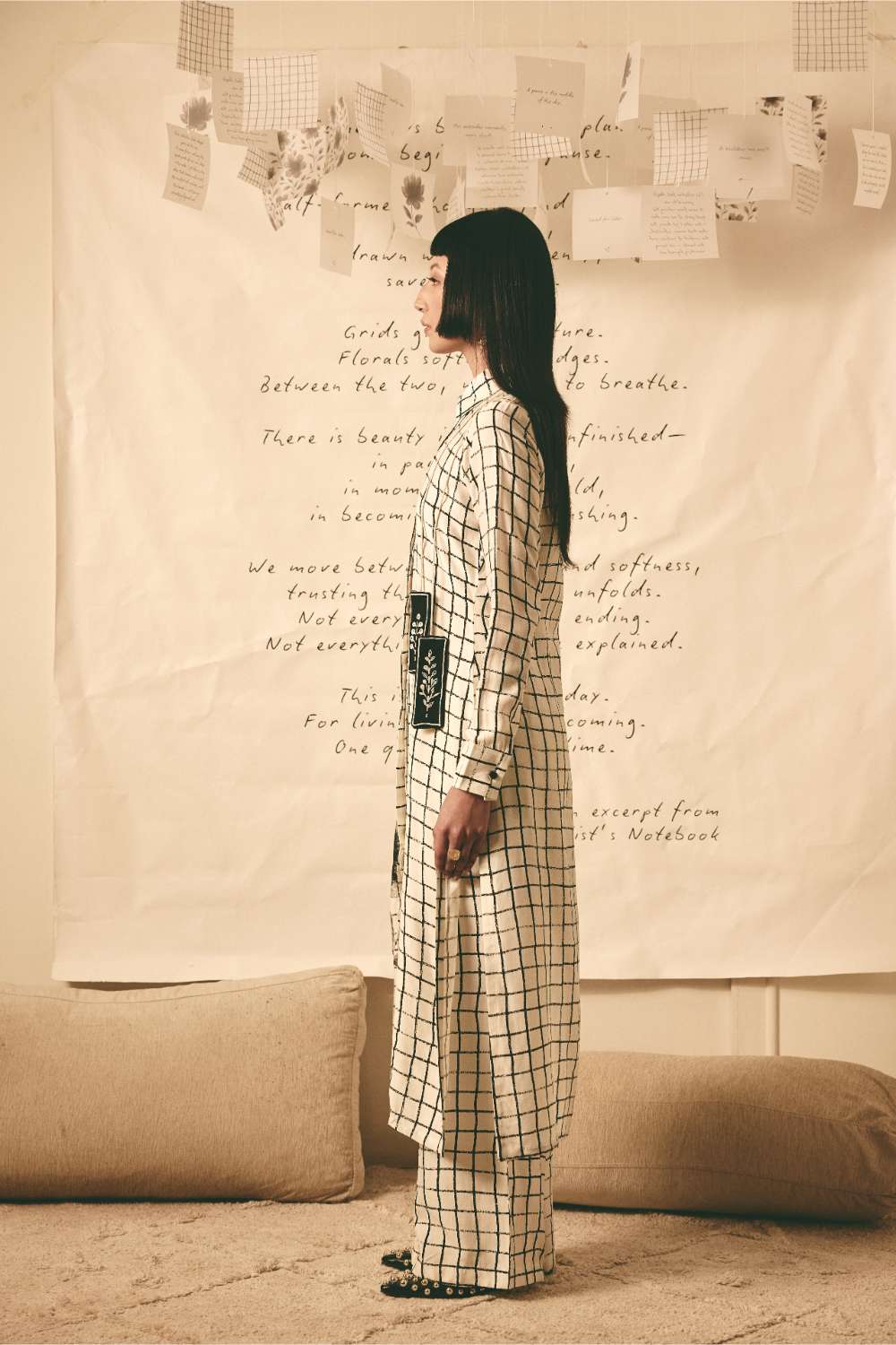 AN Bookmark Grid Kurta with Grid Pants