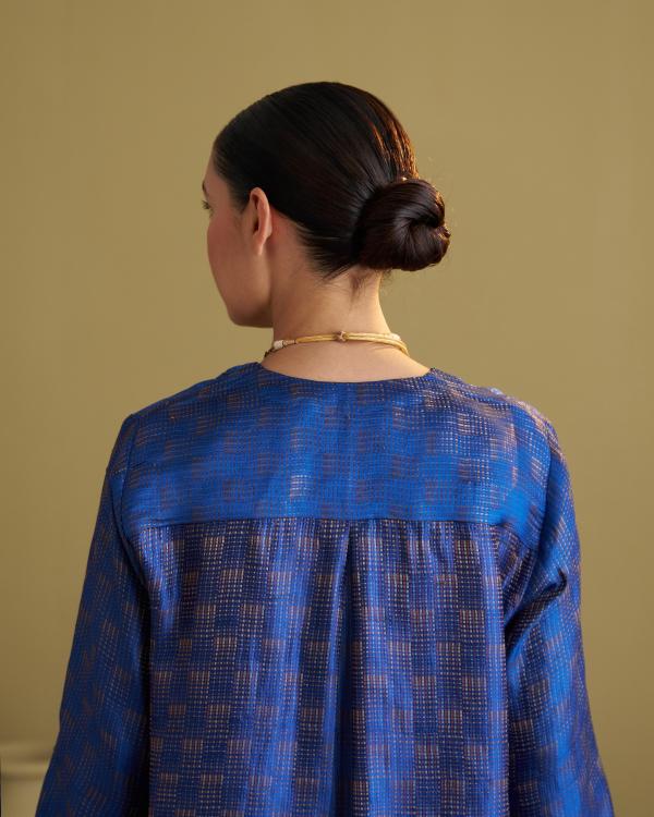 The Sapphire Blue Banarasi Silk Set