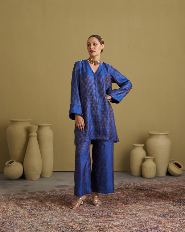 The Sapphire Blue Banarasi Silk Set