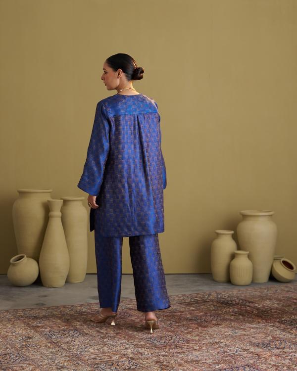 The Sapphire Blue Banarasi Silk Set