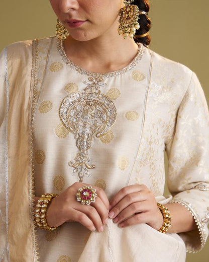 The Sona Chandi Banarasi Muga Silk Top with Handwork