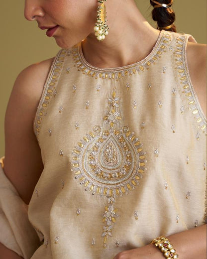 The Gold Silk Tissue Top With Handwork