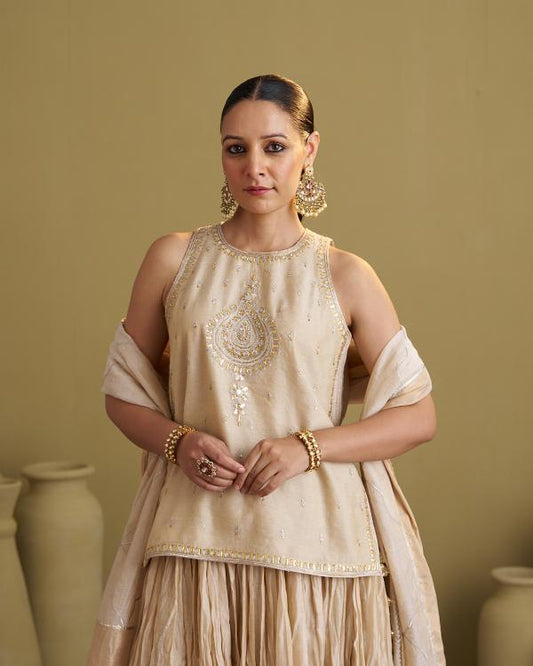 The Gold Silk Tissue Top With Handwork