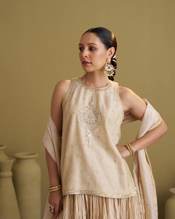 The Gold Silk Tissue Top With Handwork
