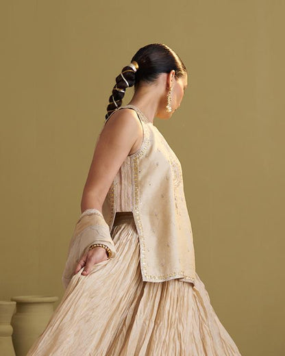 The Gold Silk Tissue Top With Handwork