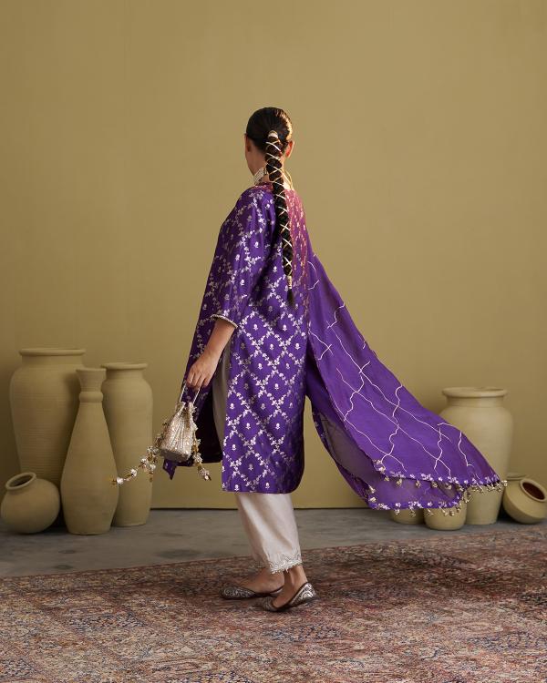 Purple Banarsi Katan Silk Set