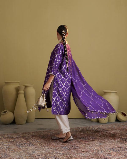 Purple Banarsi Katan Silk Set