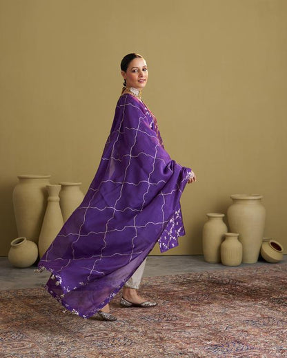 Purple Banarsi Katan Silk Set
