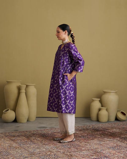 Purple Banarsi Katan Silk Set