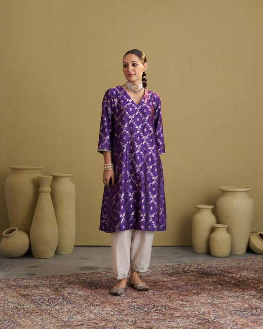 Purple Banarsi Katan Silk Set