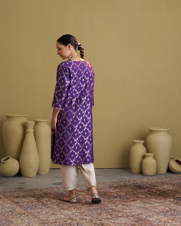Purple Banarsi Katan Silk Set