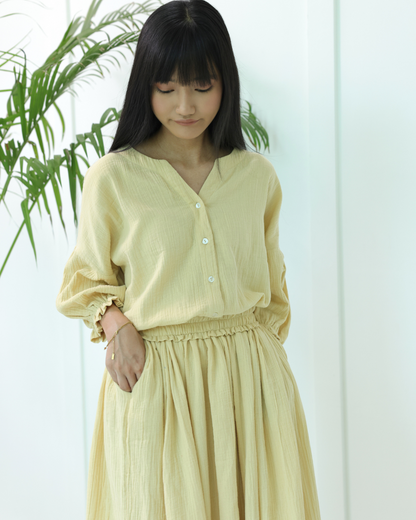 Daichi Organic Wrinkle Cotton Skirt & Top Set Cream