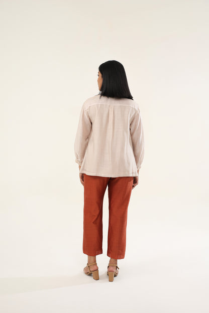 Zinnia Shirt - Off white & Rust