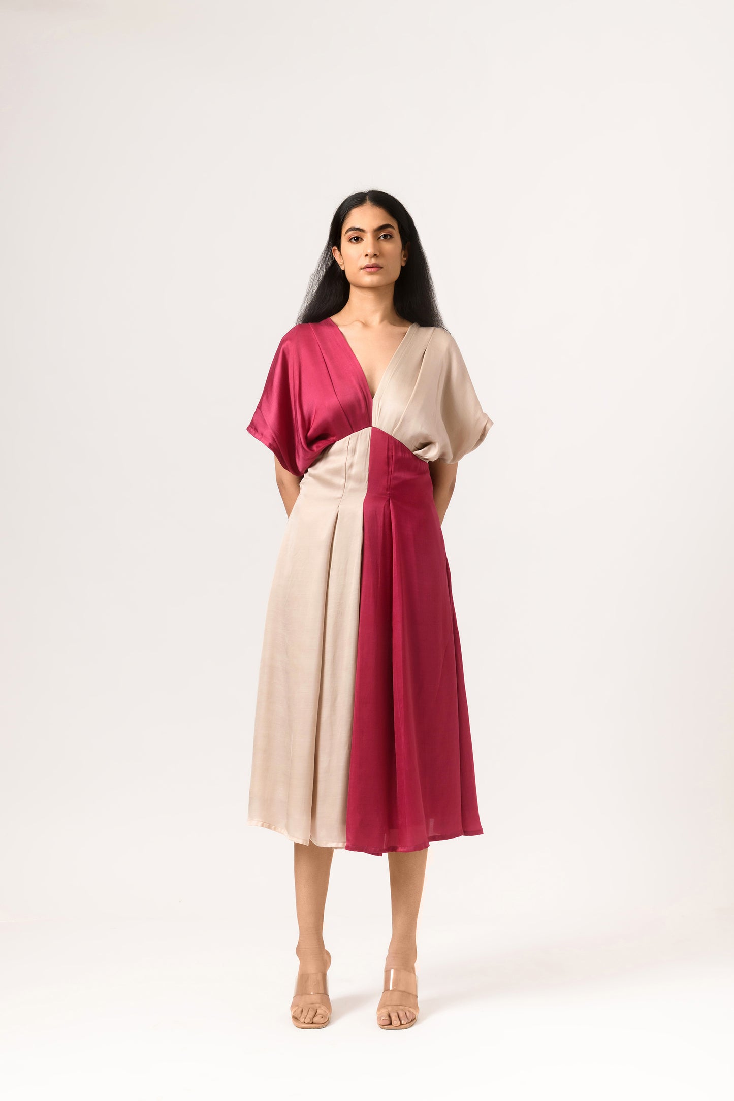 Wine-Ecru Square Dress