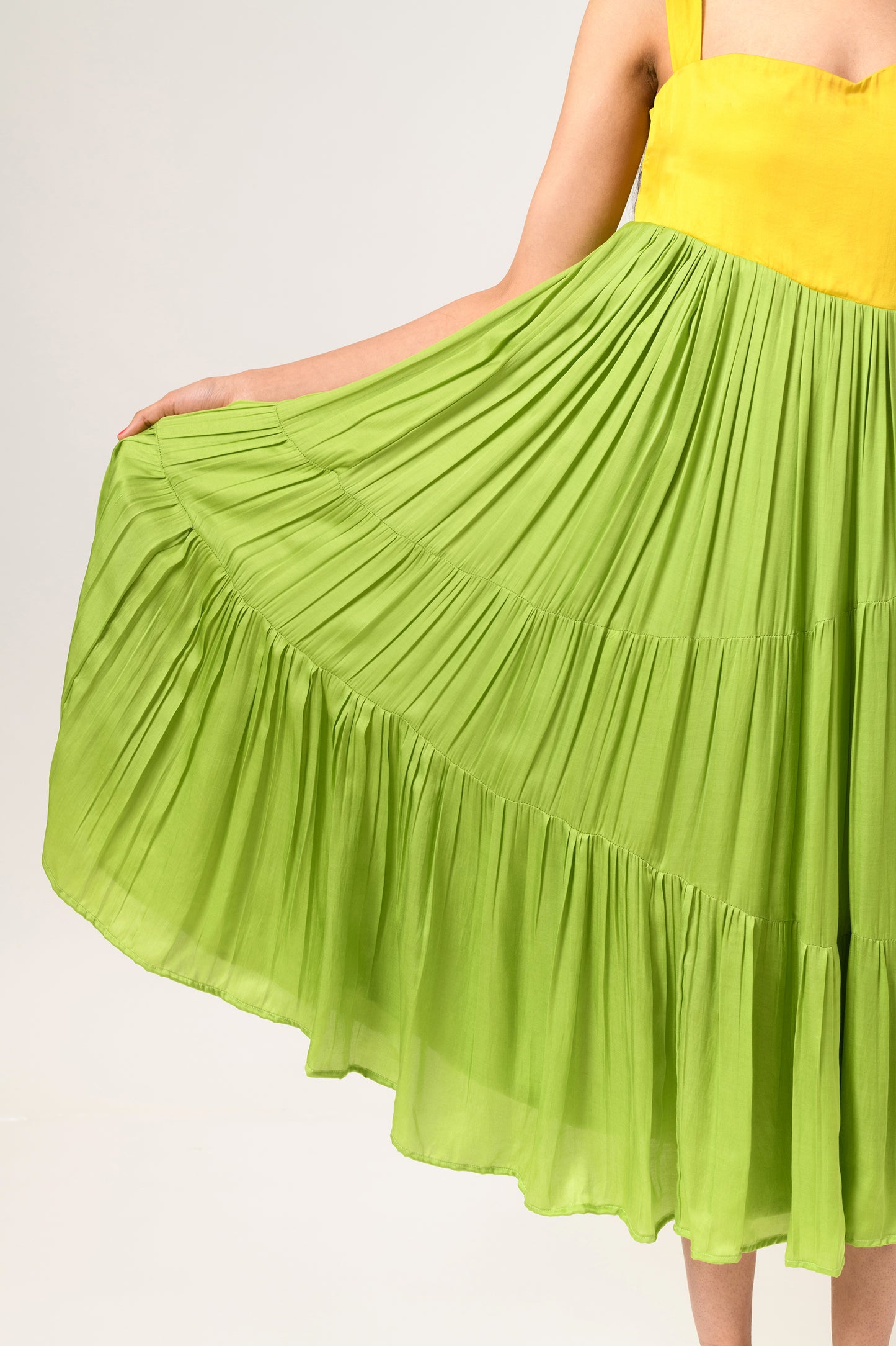 Yellow-Green Asymmetrical Gather Dress