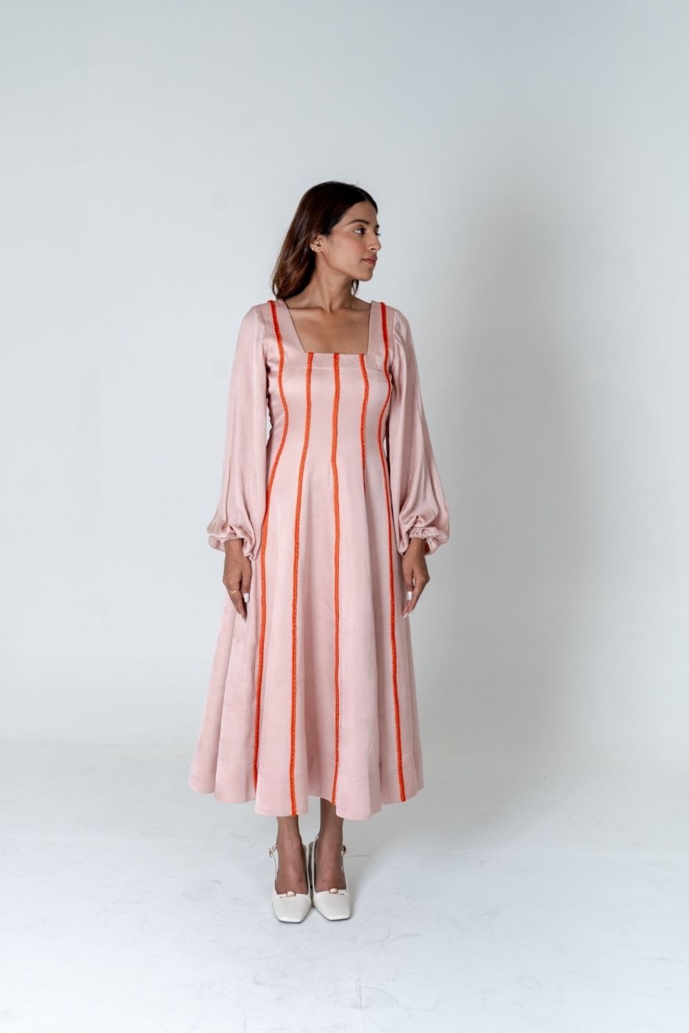 Pink Maxi Dress- Orange Braids