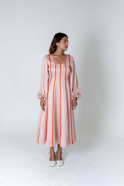 Pink Maxi Dress- Orange Braids