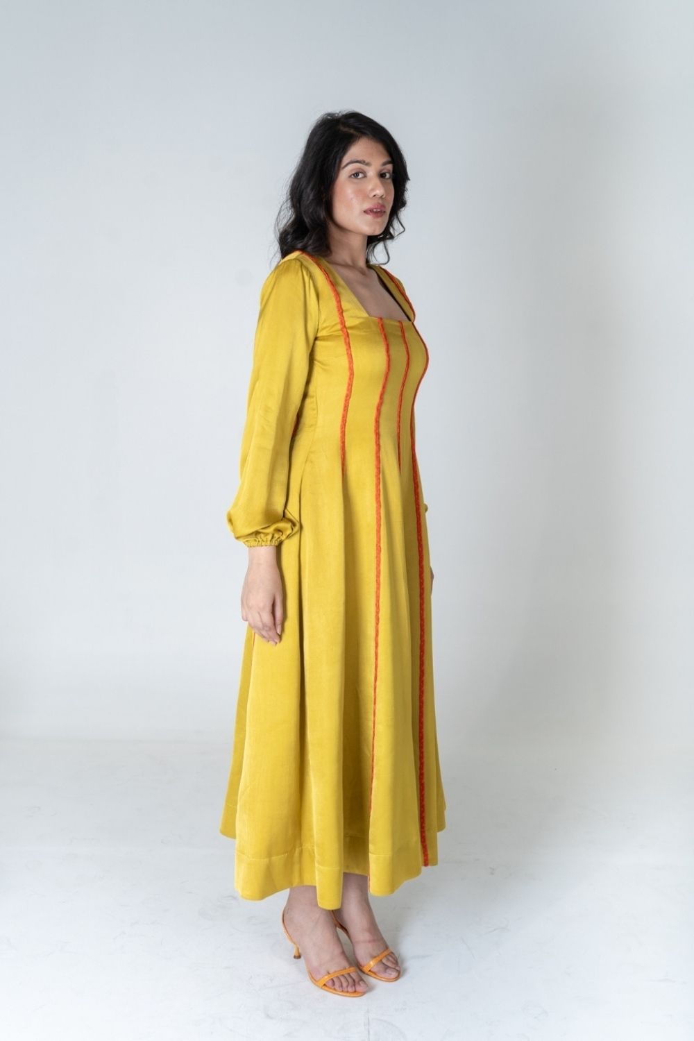 Yellow Maxi Dress- Orange Braids