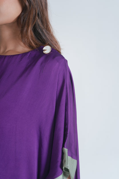 Purple- Green Short Kaftan Dress