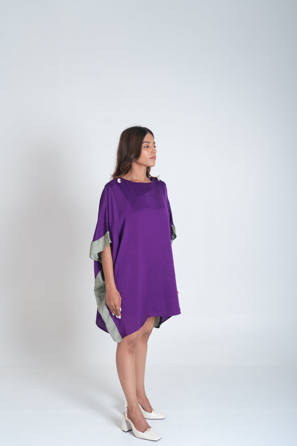 Purple- Green Short Kaftan Dress