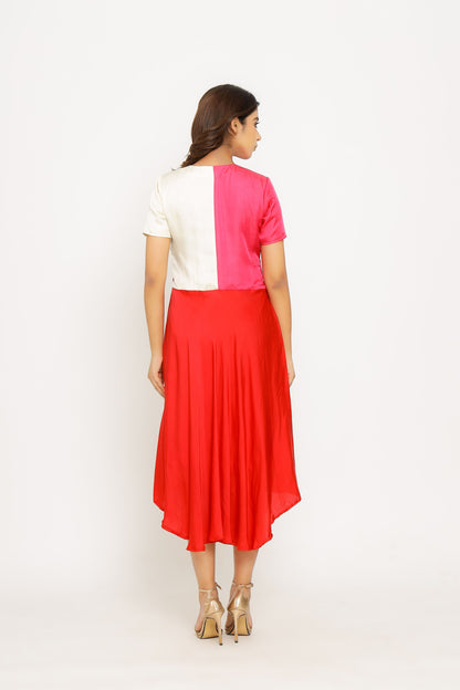 Red-Pink Midi Dress