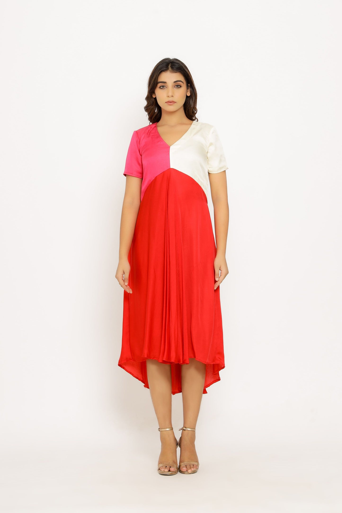 Red-Pink Midi Dress