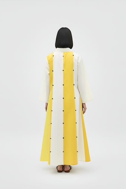 Ivory-Mango Yellow Panel Maxi Dress