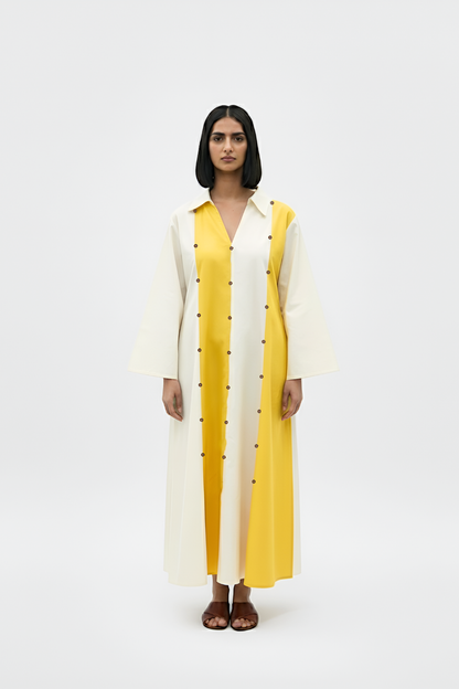 Ivory-Mango Yellow Panel Maxi Dress