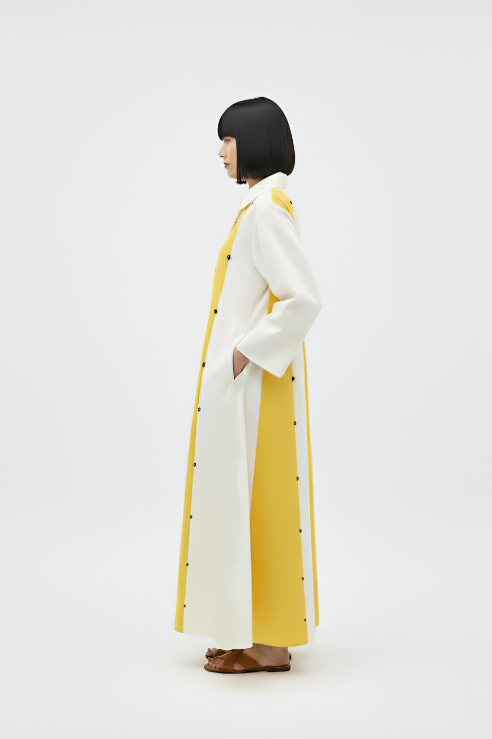 Ivory-Mango Yellow Panel Maxi Dress