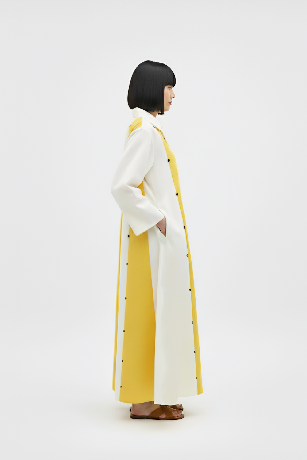 Ivory-Mango Yellow Panel Maxi Dress