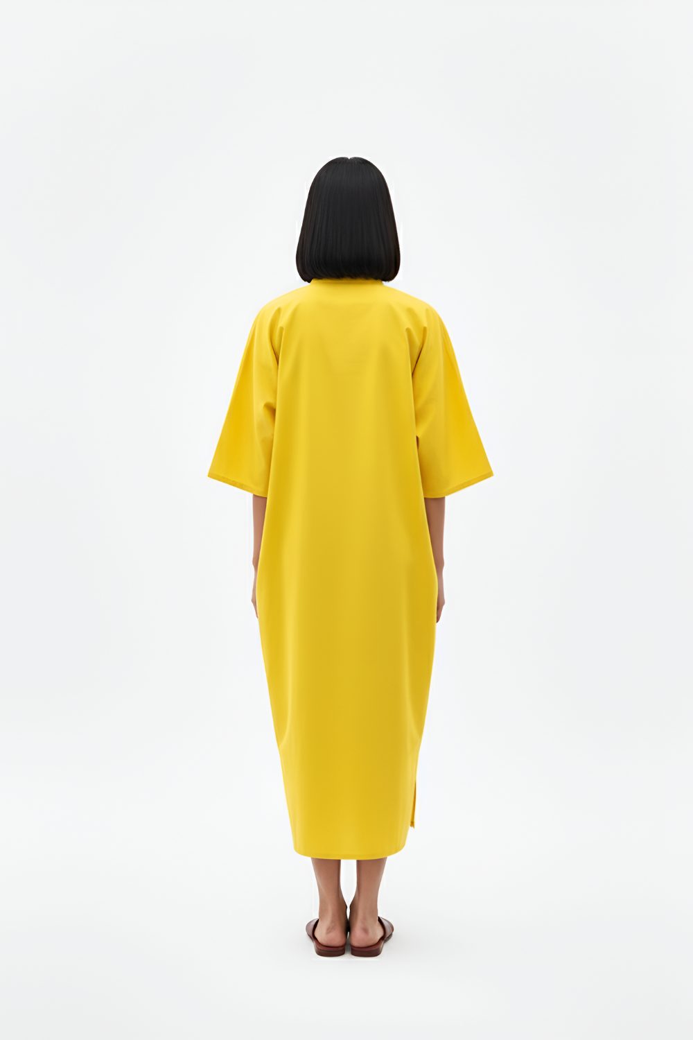 Mango Yellow-Ivory Pintucks Dress