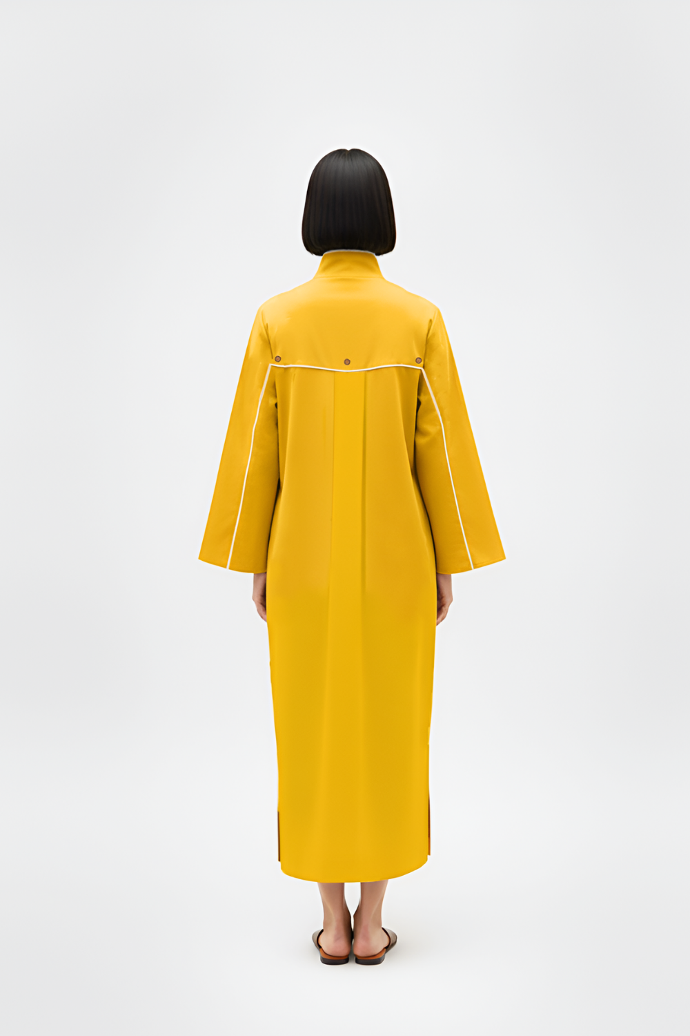 Mango Yellow-Ivory Collared Stripe Dress