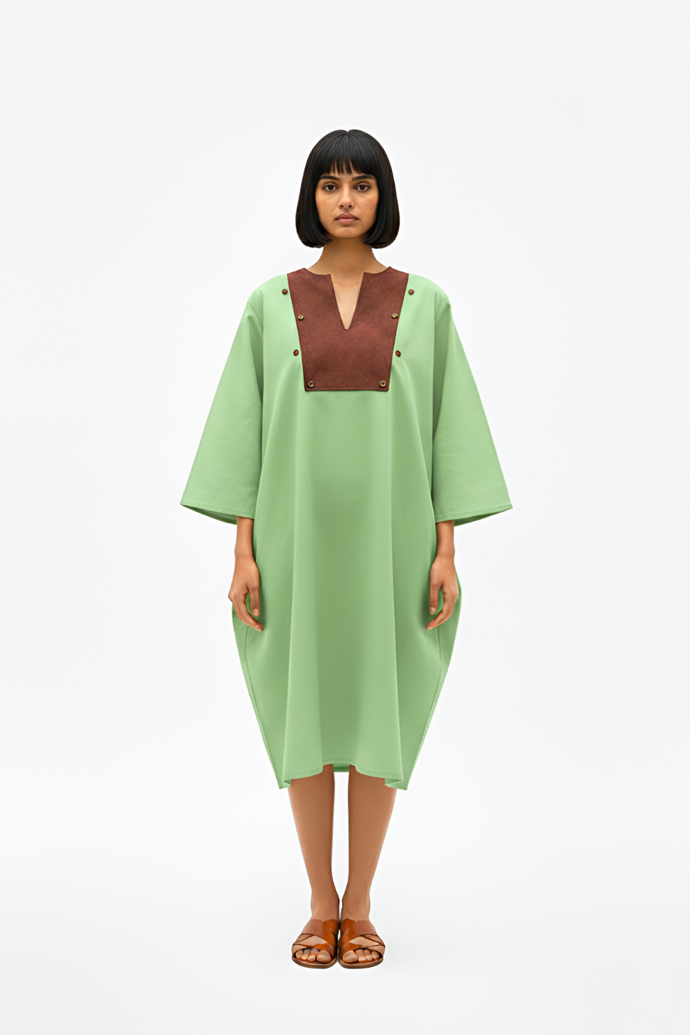 Asparagus Green-Tuscan Red Midi Dress