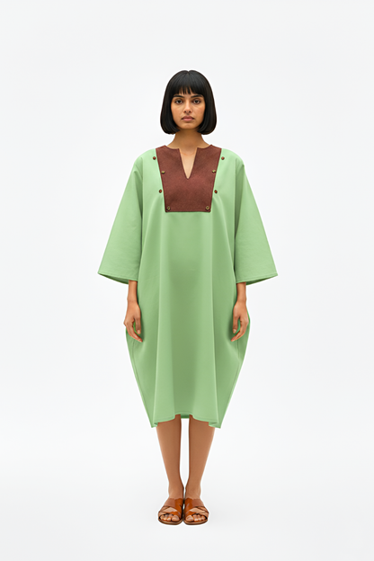 Asparagus Green-Tuscan Red Midi Dress