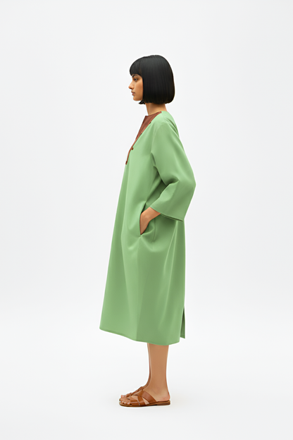 Asparagus Green-Tuscan Red Midi Dress