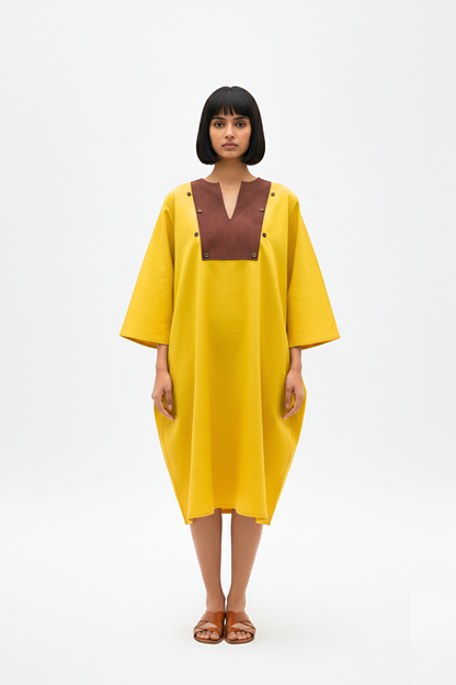 Mango Yellow-Tuscan Red Midi Dress