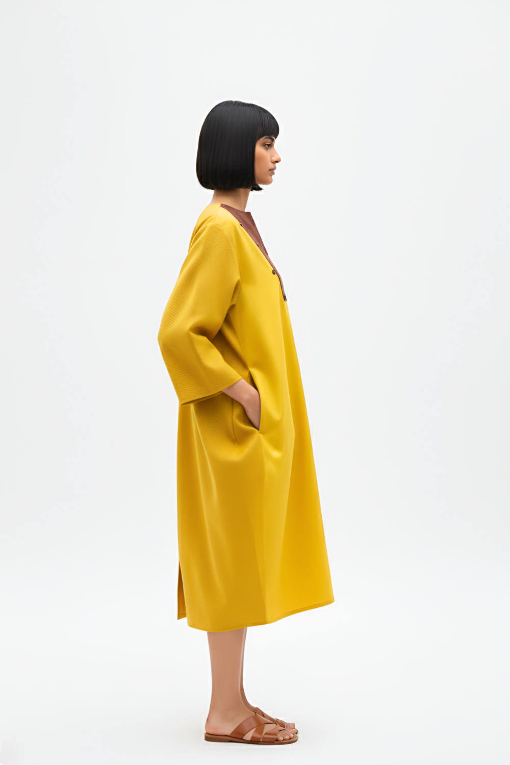 Mango Yellow-Tuscan Red Midi Dress