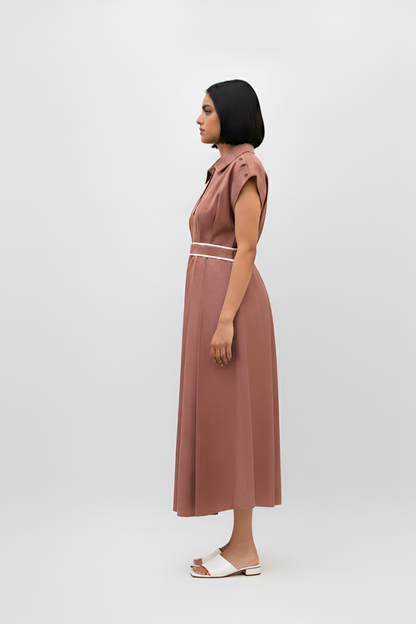 Tuscan Red-Ivory Skater Dress