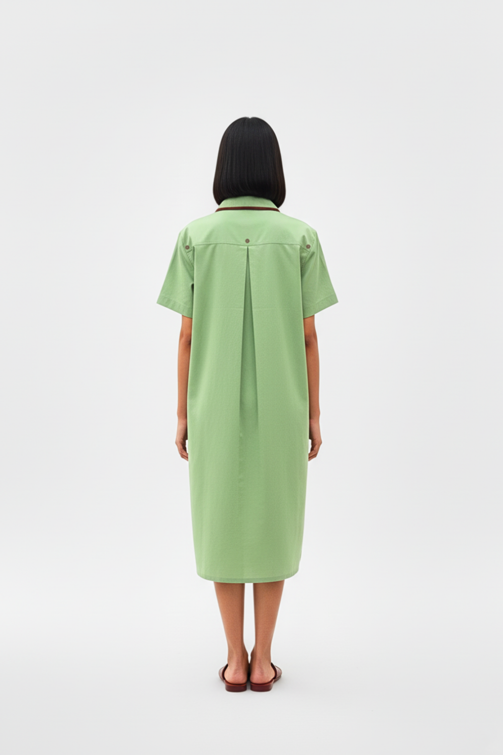 Asparagus Green-Tuscan Red Shirt Dress