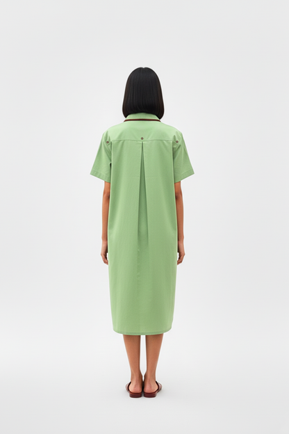 Asparagus Green-Tuscan Red Shirt Dress