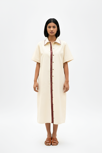 Ivory-Tuscan Red Shirt Dress