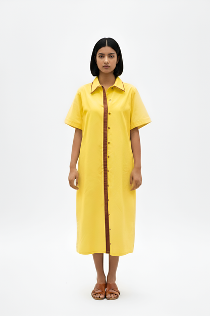 Mango Yellow-Tuscan Red Shirt Dress