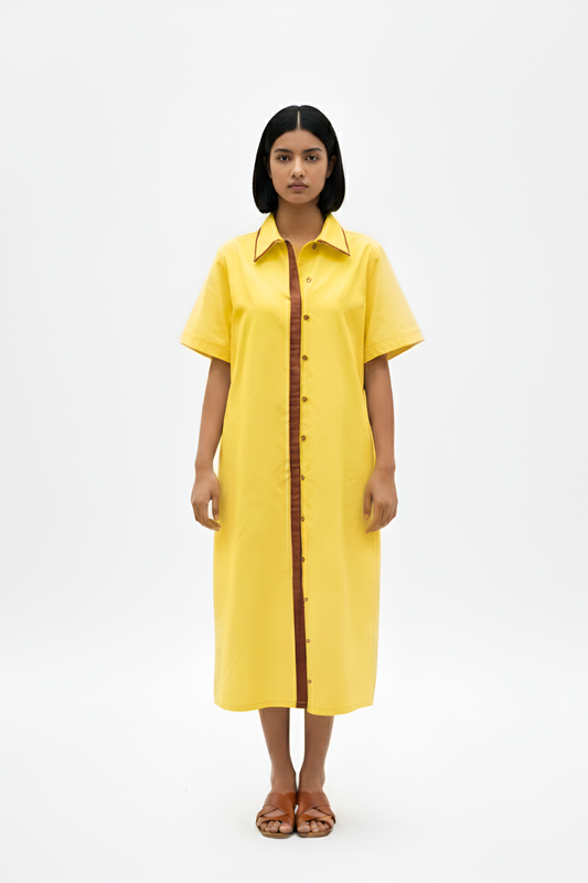 Mango Yellow-Tuscan Red Shirt Dress