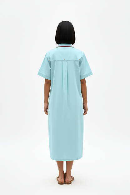 Tiffany Blue-Tuscan Red Shirt Dress