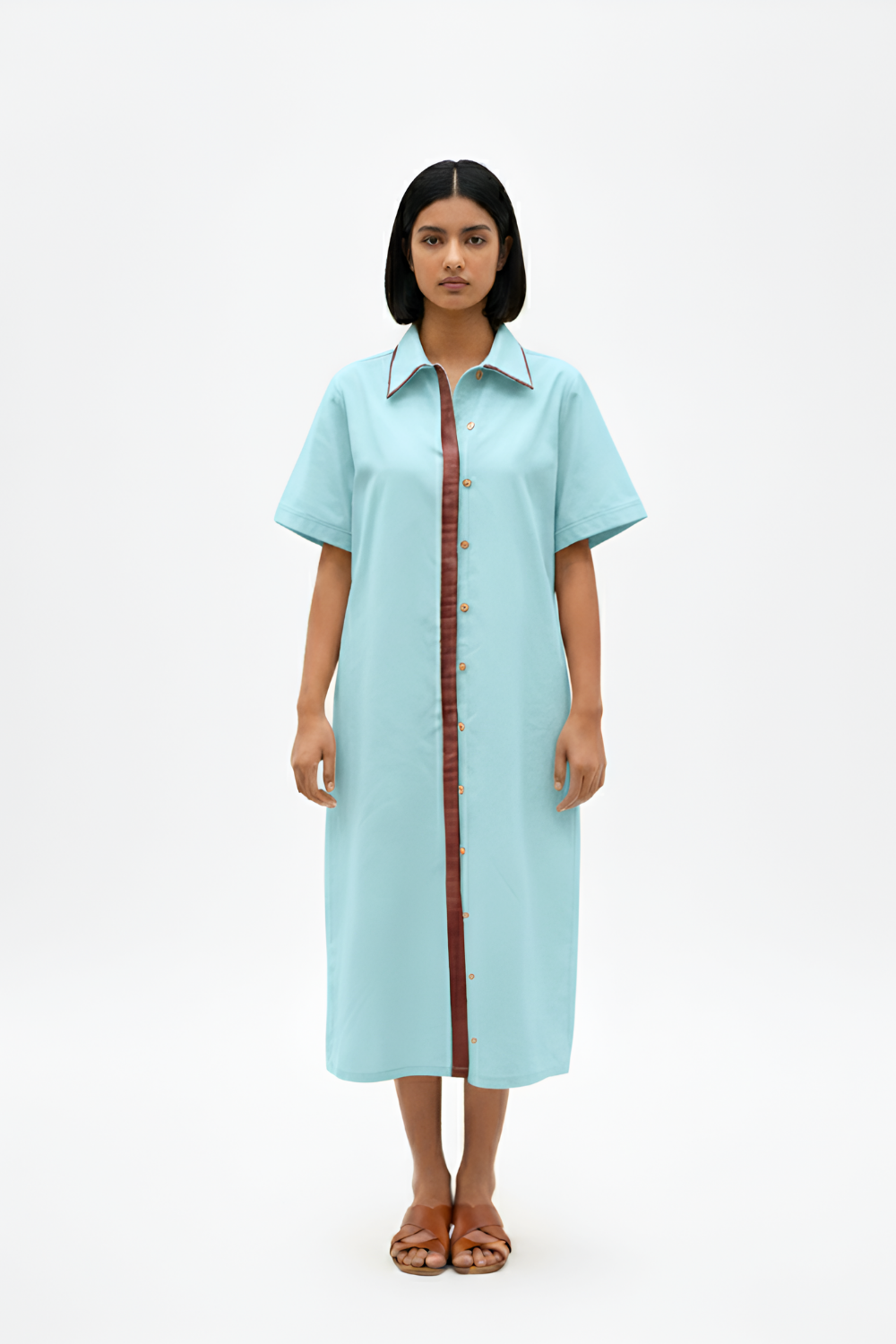 Tiffany Blue-Tuscan Red Shirt Dress