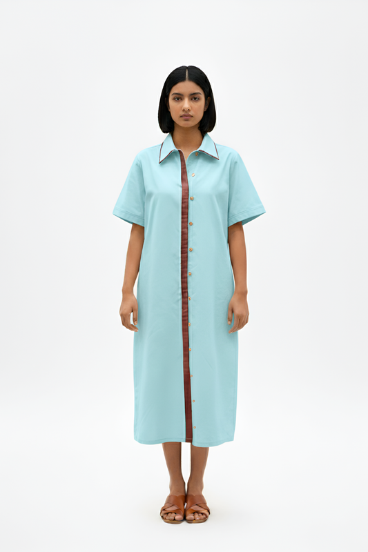 Tiffany Blue-Tuscan Red Shirt Dress