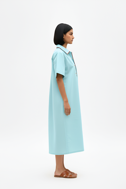 Tiffany Blue-Tuscan Red Shirt Dress