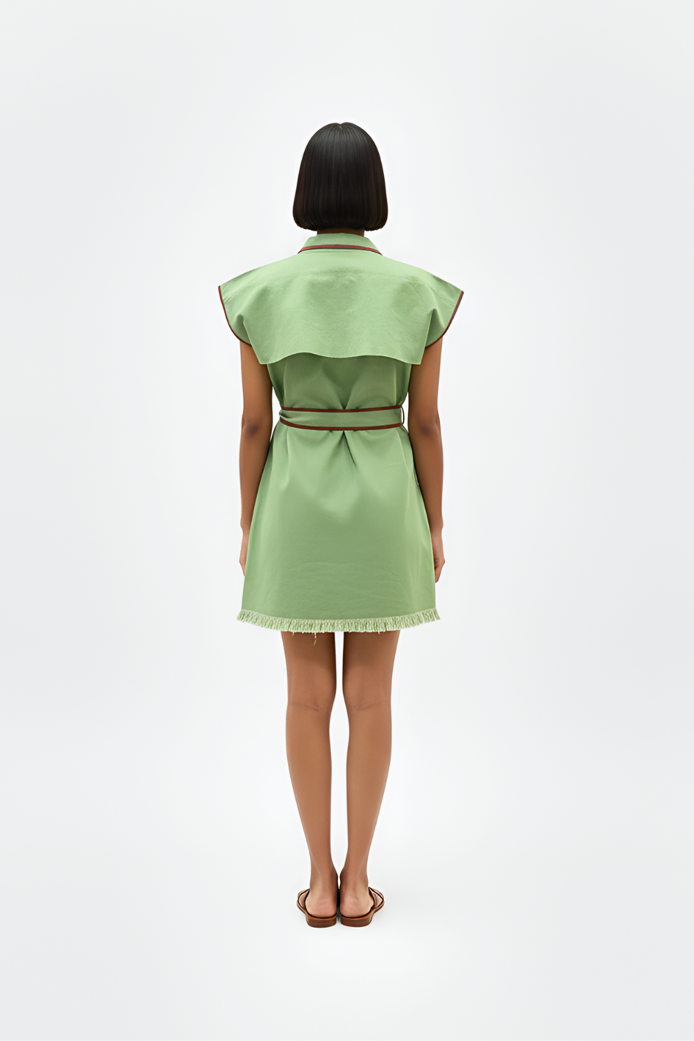 Asparagus Green-Tuscan Red Blazer Short Dress