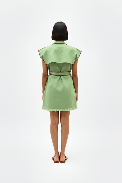 Asparagus Green-Tuscan Red Blazer Short Dress